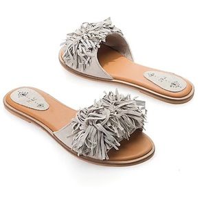 ModCloth Musse & Cloud Samantha Pom Pom Anthropologie Slides Slip On Sandals